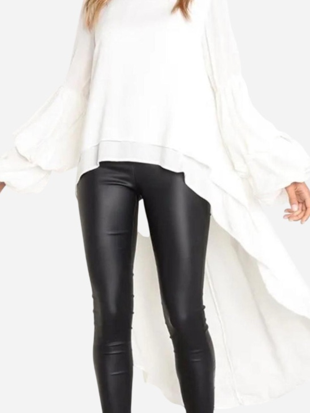 Faux Leather High-Rise Leggings - Black